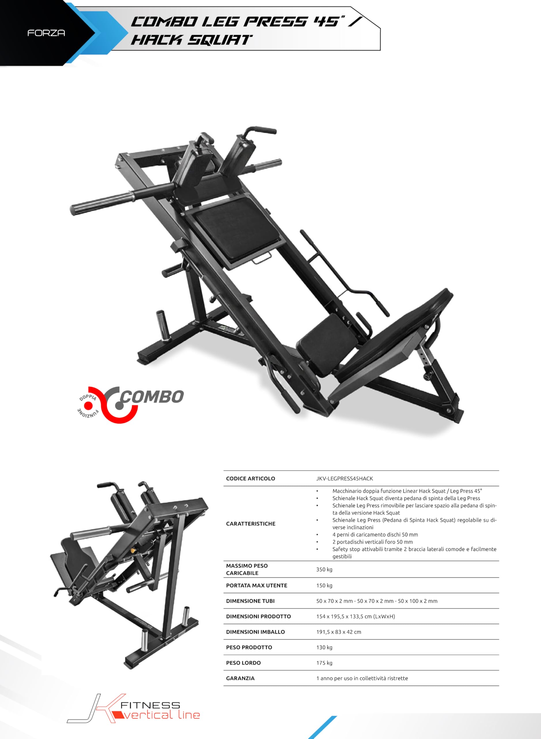 jk-fitness-combo-leg-press-45-hack-squat-professionale-350-kg image 2