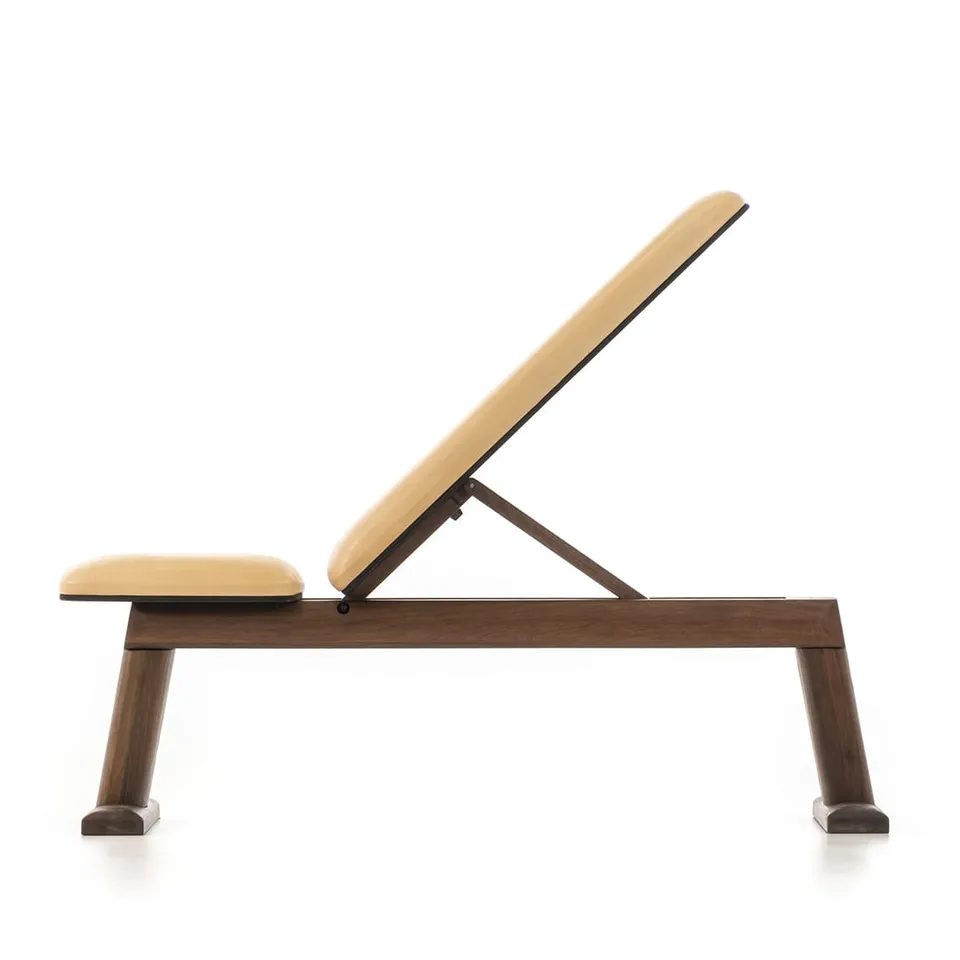 waterrower-weightbench-noce-in-pelle-naturale image 1
