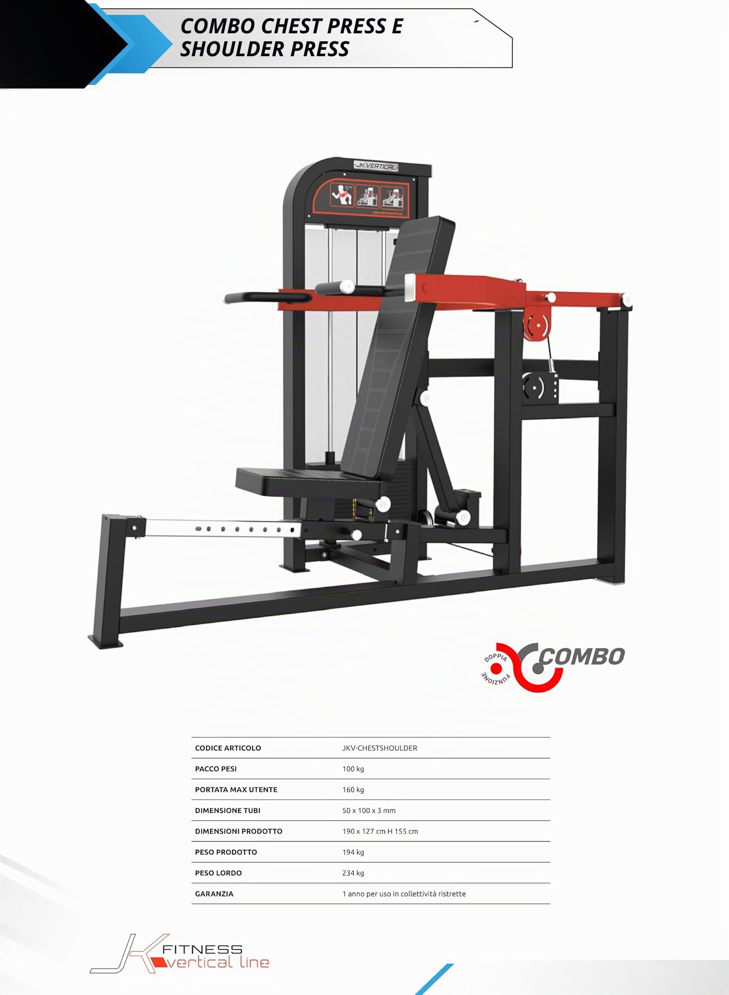 jk-fitness-combo-chest-shoulder-press-3in1-con-pacco-pesi-100-kg image 2